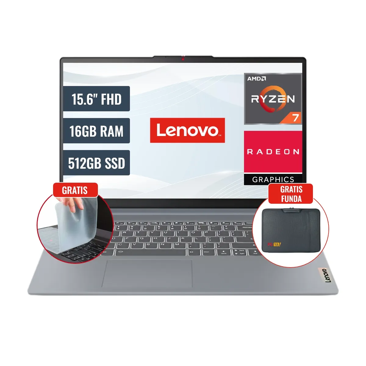 LENOVO - Laptop Lenovo Idea Pad Slim 3 15BR8 AMD Ryzen 7 5825U 16GB RAM 512GB SSD 15.6" FHD FreeDos