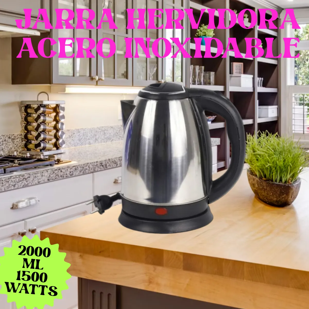GENERICO - HERVIDOR JARRA ELÉCTRICA DE AGUA CAPACIDAD 2000 ML 1500WATTS