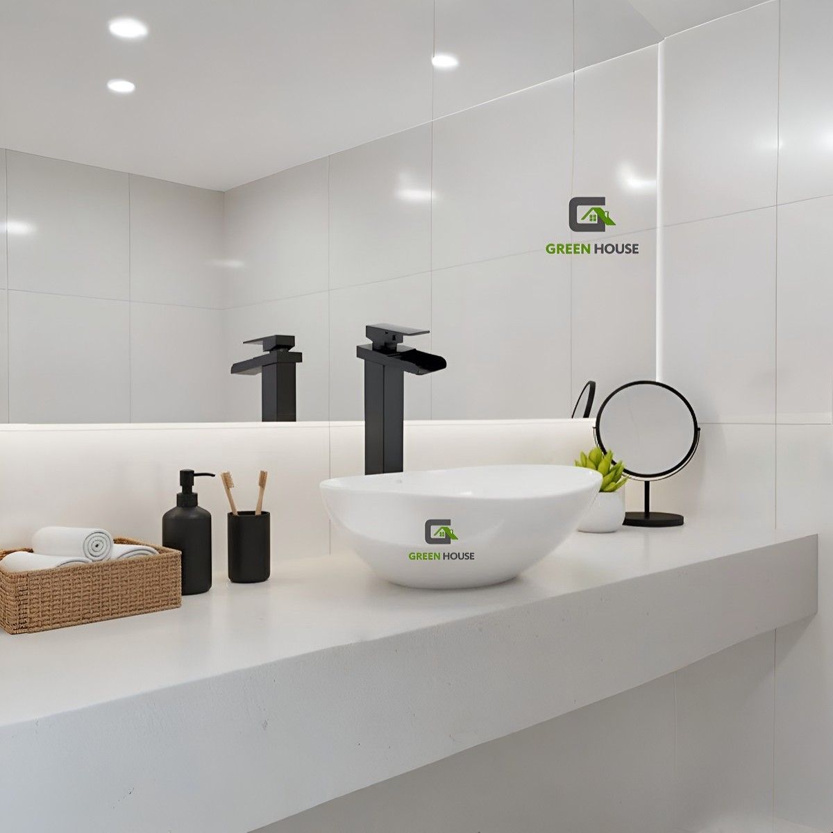 GREEN HOUSE - COMBO  LAVATORIO MELODY + MEZCLADORA CASCADA VOS40