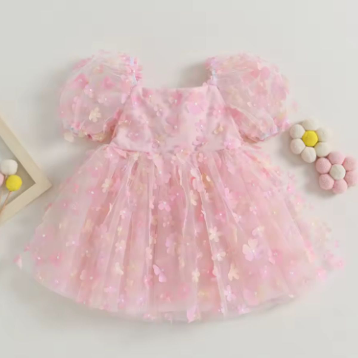 GENERICO - Vestido Niña Flores Rosado Talla 4