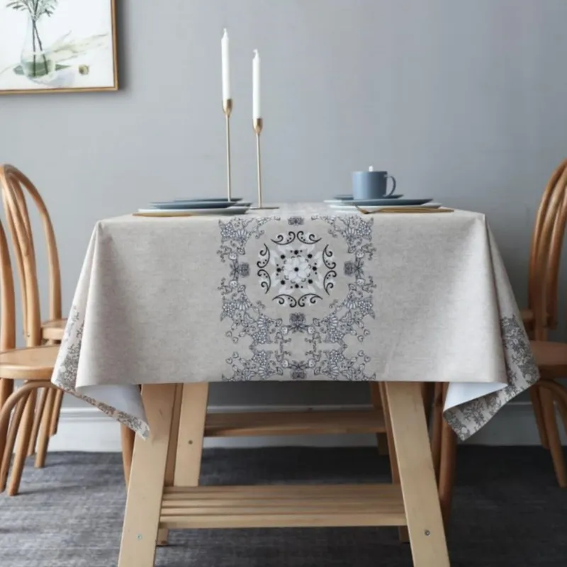 PUREPOWER - Mantel PVC Elegante Nórdico Encaje Floral 140x180cm Antideslizante