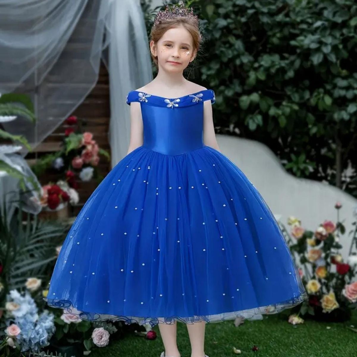 GENERICO - Vestido Niña Princesa Azul Talla 8