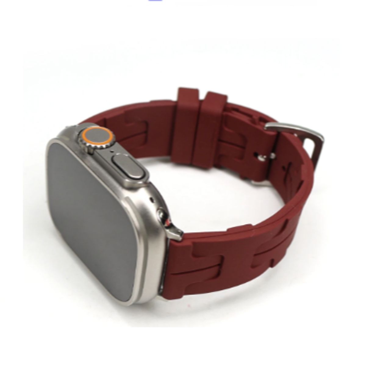 GENERICO - Correa Silicón con Hebilla para Apple Watch 49mm - Vinotinto