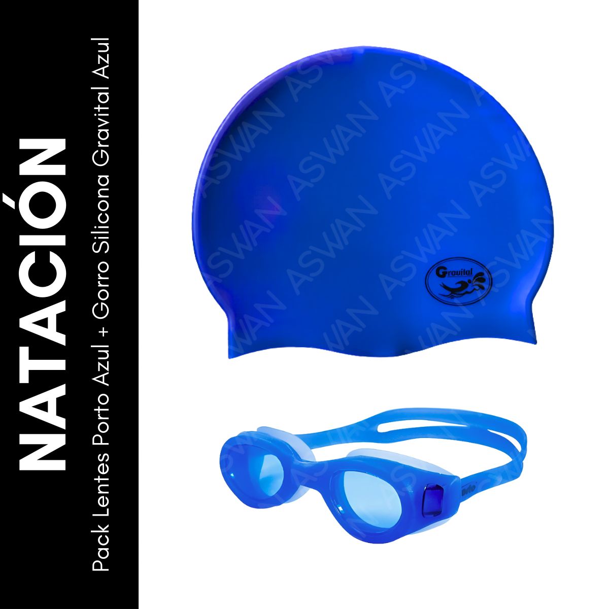GENERICO - Pack Lentes Porto Azul + Gorro Silicona Gravital Azul