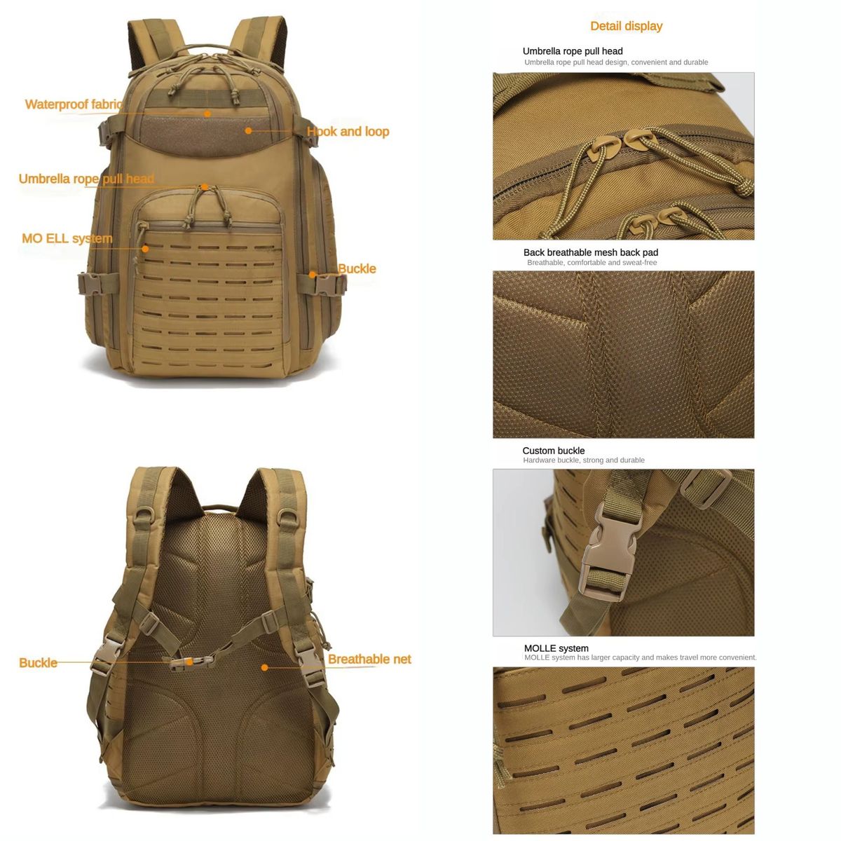 GENERICO - Mochila táctica Militar multifunción para exteriores