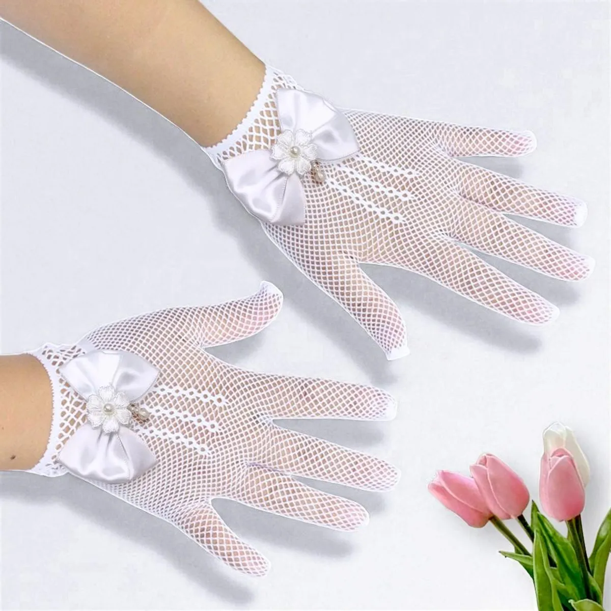 GENERICO - GUANTES BLANCO PARA NIÑA PRIMERA COMUNION