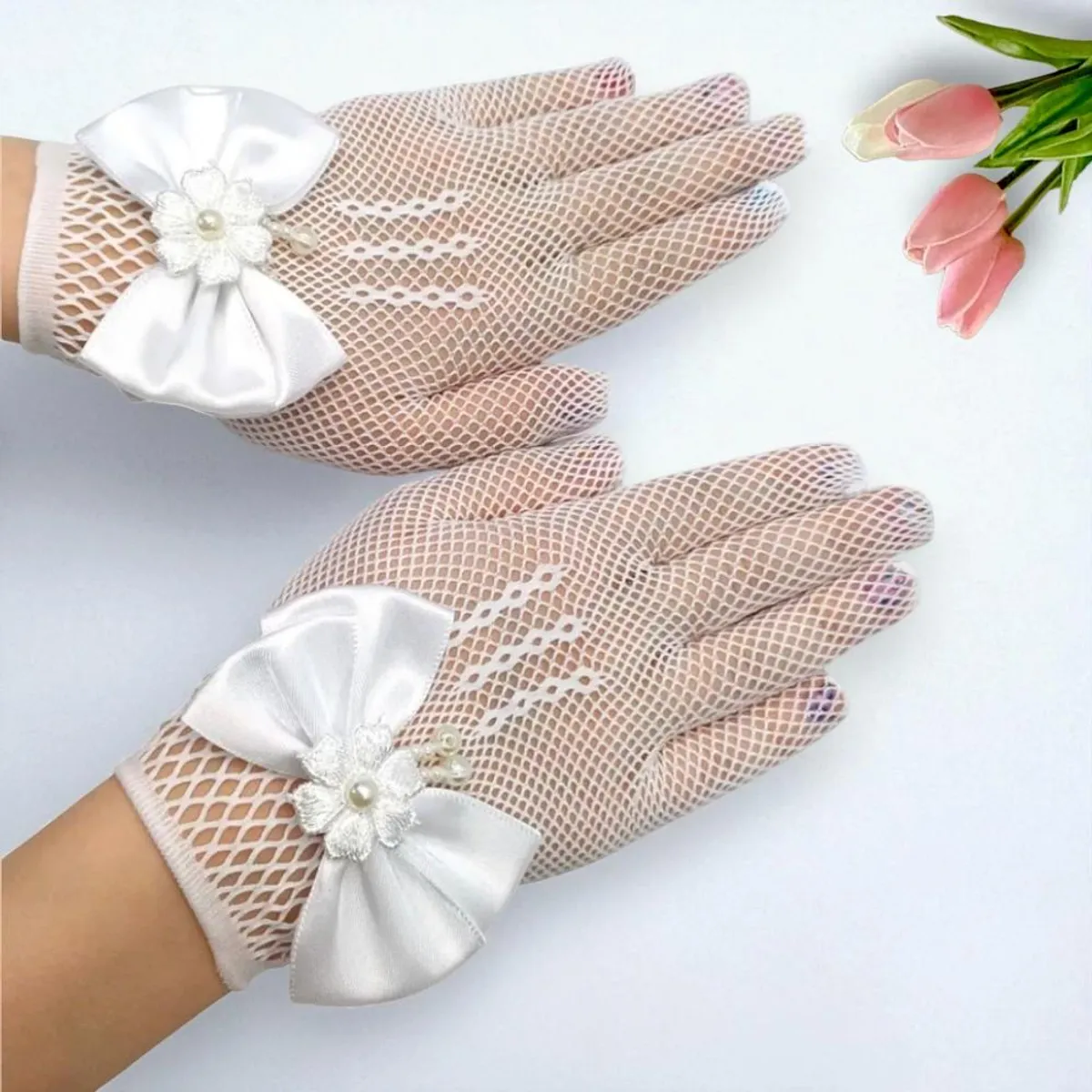 GENERICO - GUANTES BLANCO PARA NIÑA PRIMERA COMUNION