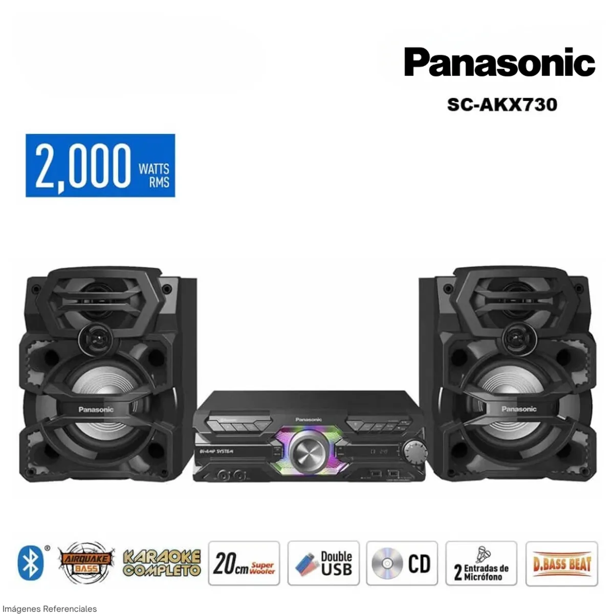 PANASONIC - Minicomponente Panasonic con Bluetooth y Karaoke 2000W SC-AKX730PSK