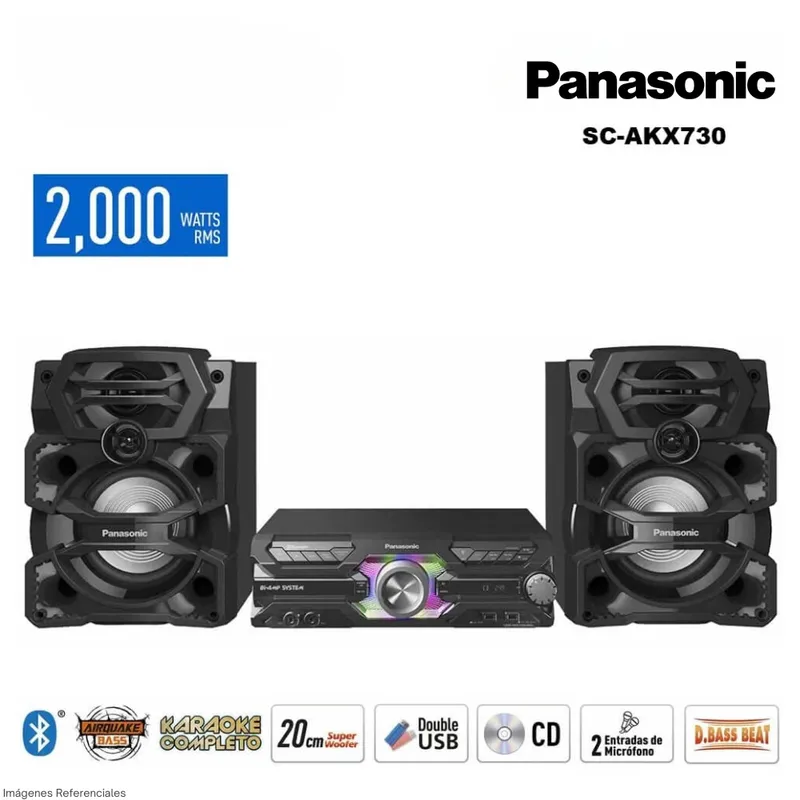 PANASONIC - Minicomponente Panasonic con Bluetooth y Karaoke 2000W SC-AKX730PSK