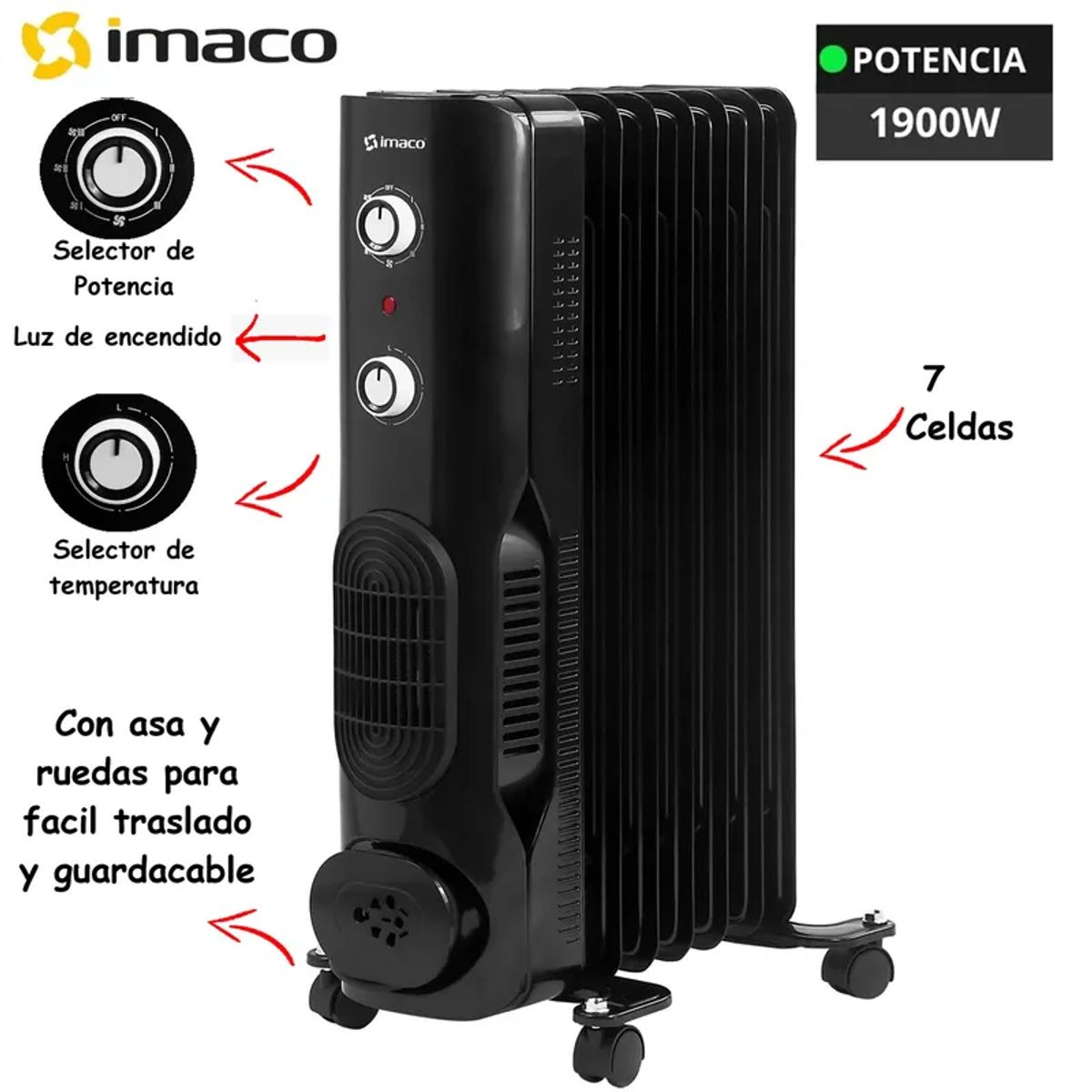 IMACO - Termoradiador 7 Celdas Imaco OFR7NK Negro