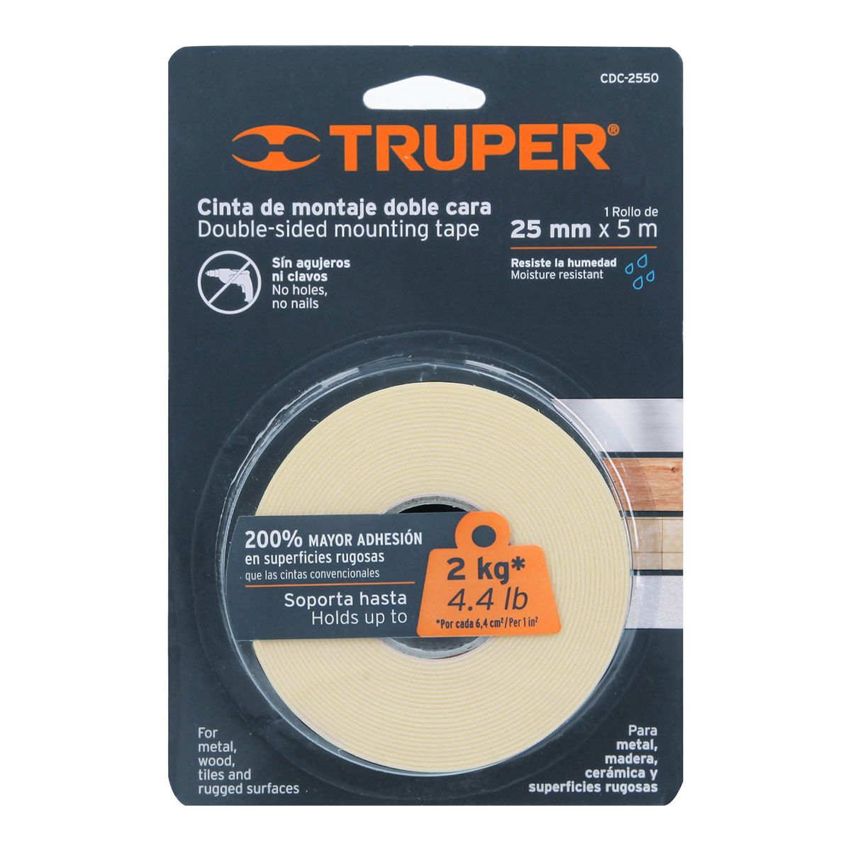 TRUPER - Cinta doble cara de 25 mm x 5 m Truper 11727