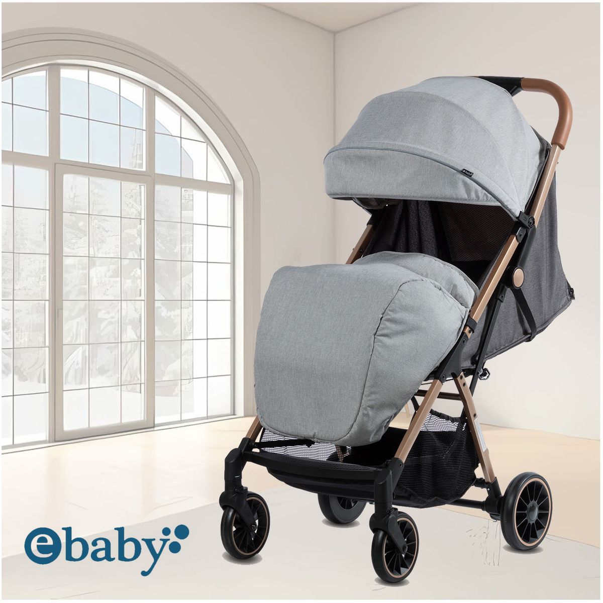 EBABY - Coche Maleta para Bebé «SOFI» De Fácil Plegado Light Gray