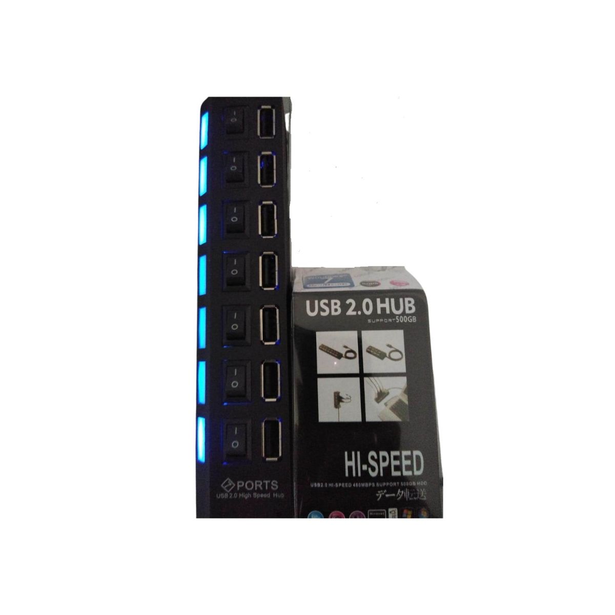 GENERICO - Hub Usb 2.0 7 Puertos Multiplicador Luz Led Interruptores