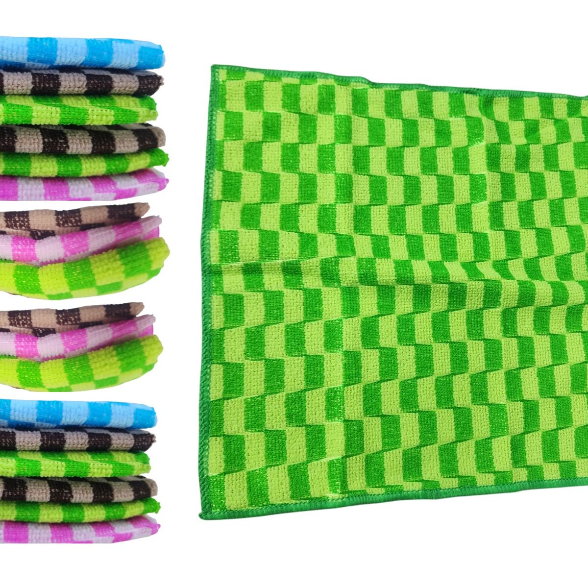 GENERICO - 9 Paños de Limpieza Microfibra 30x30cm cuadros multicolor