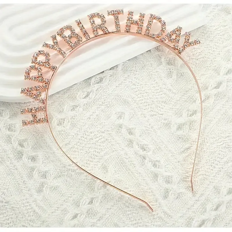 GENERICO - CORONA DE HAPPY BIRTHDAY COLOR ORO ROSA