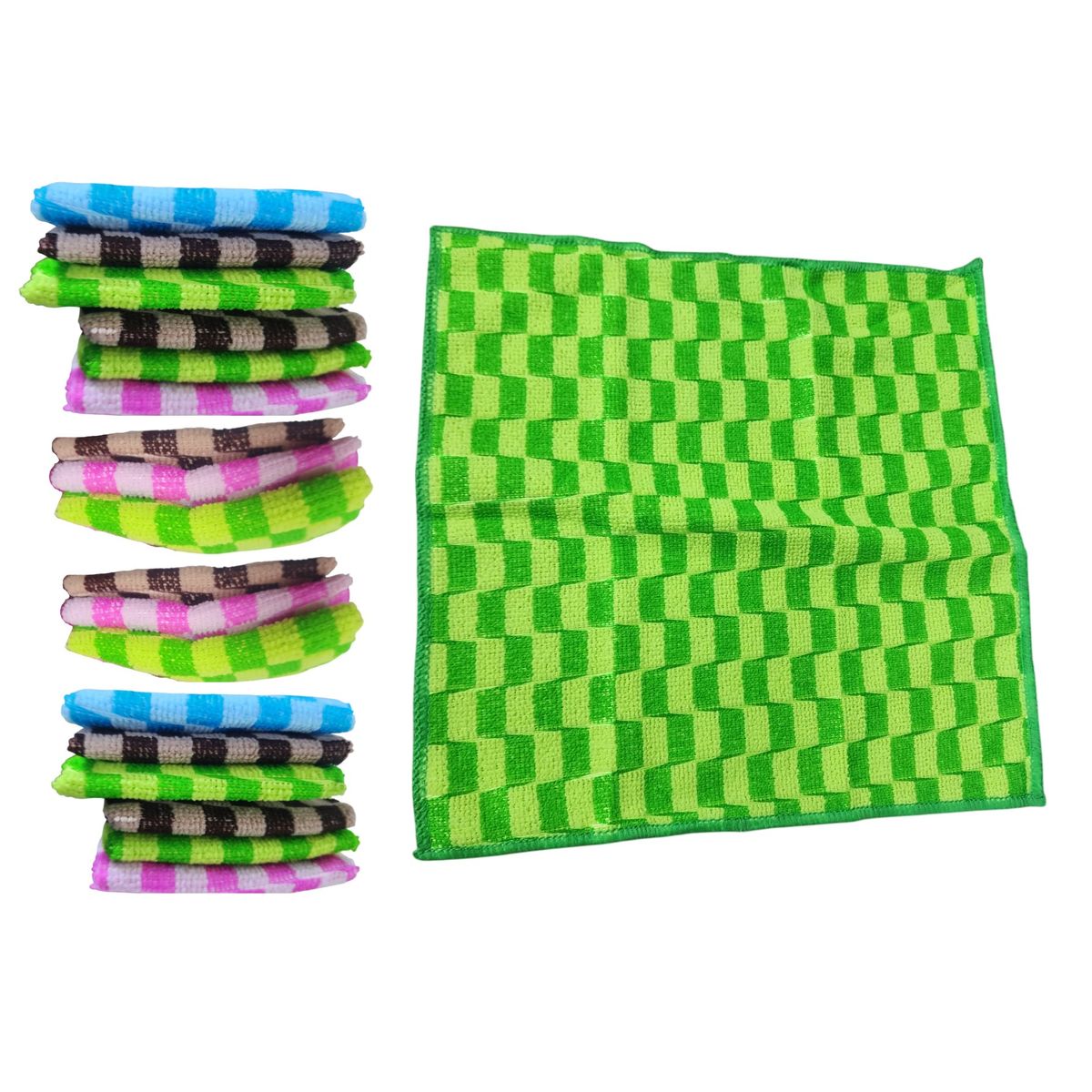 GENERICO - 9 Paños Microfibra 30x30cm Cuadros Colores