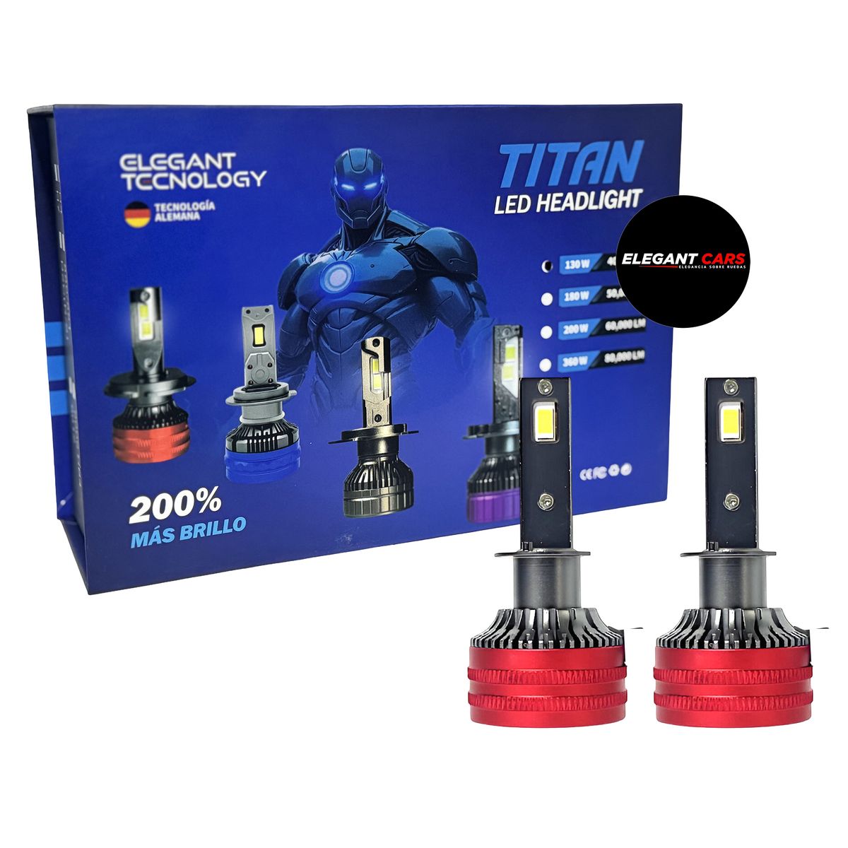 TITAN - Bombilla LED Titan H1 Para auto 180W 40000LM Blanca 2pcs