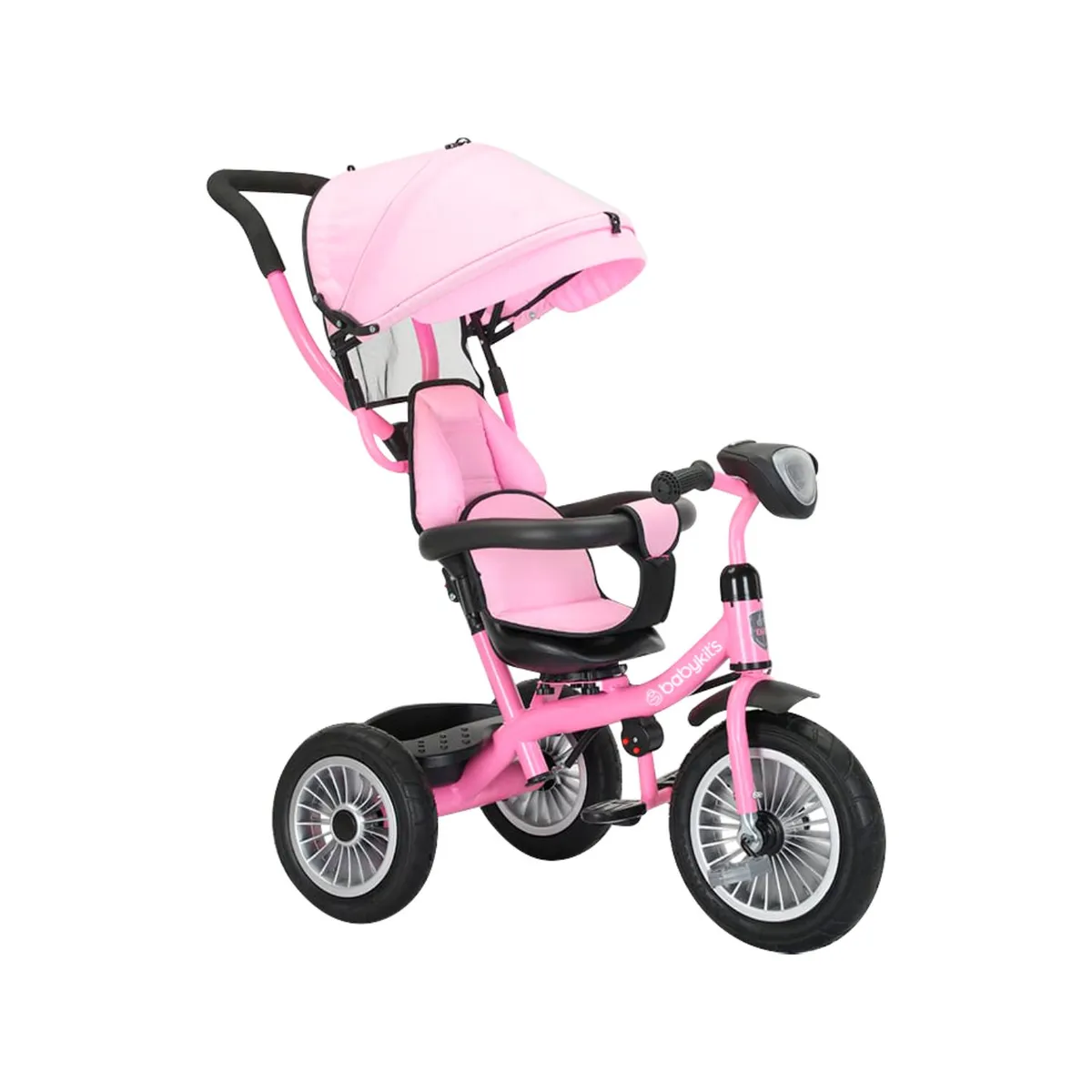 BABY KITS - Triciclo 360° con guiador Rosado