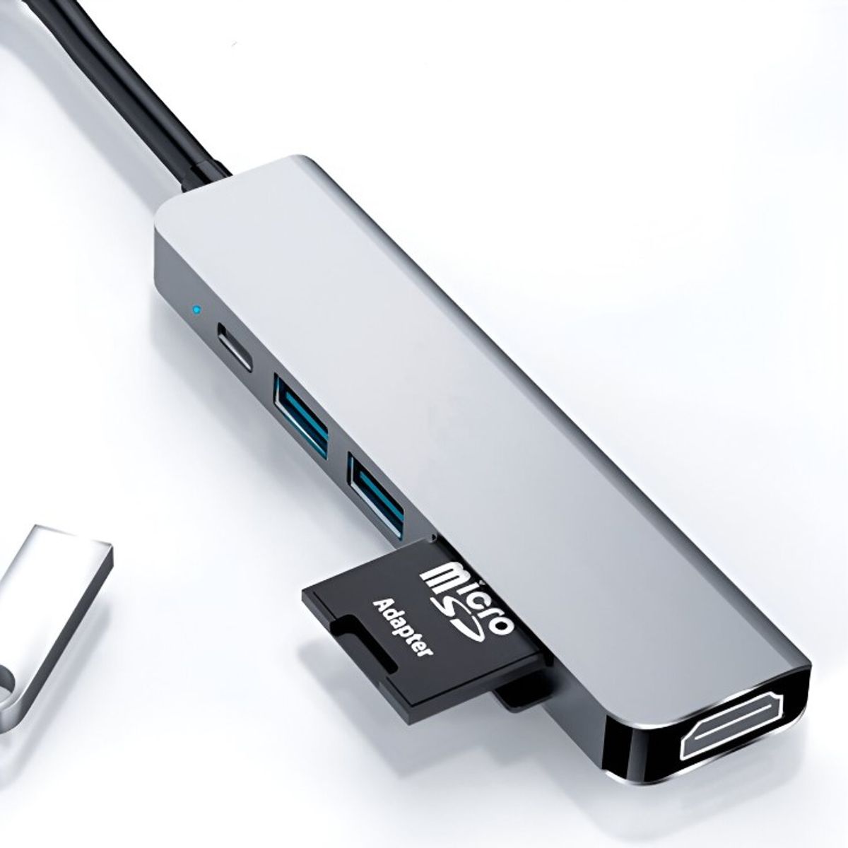 SEISA - Adaptador Hub 6 en 1 Tipo C a HDMI, SD, TF, USB x2, PD tipo C