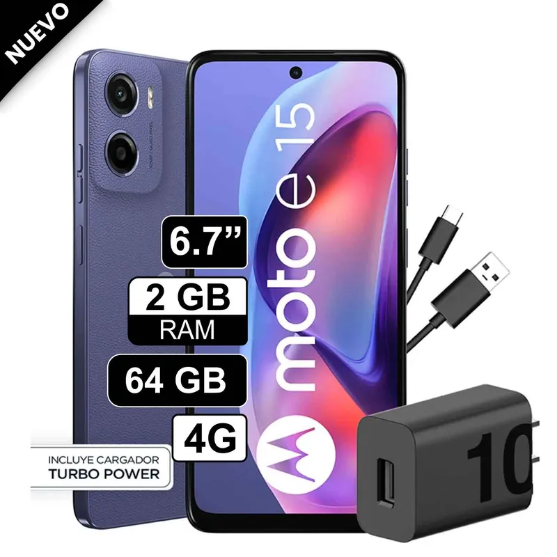 MOTOROLA - Celular Motorola Moto E15 2GB RAM 64GB Azul