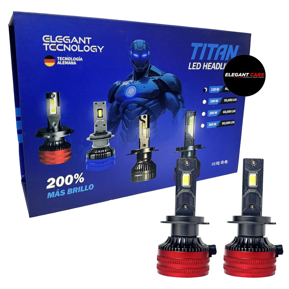TITAN - Bombilla LED Titan H7 Para auto 180W 40000LM Blanca 2pcs