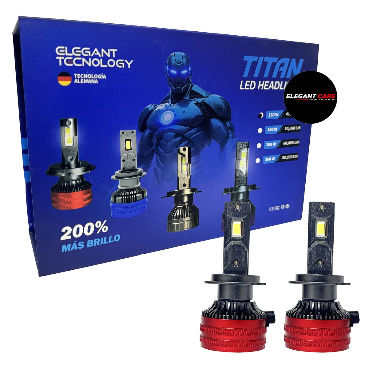 TITAN - Bombilla LED Titan H7 Para auto 180W 40000LM Blanca 2pcs