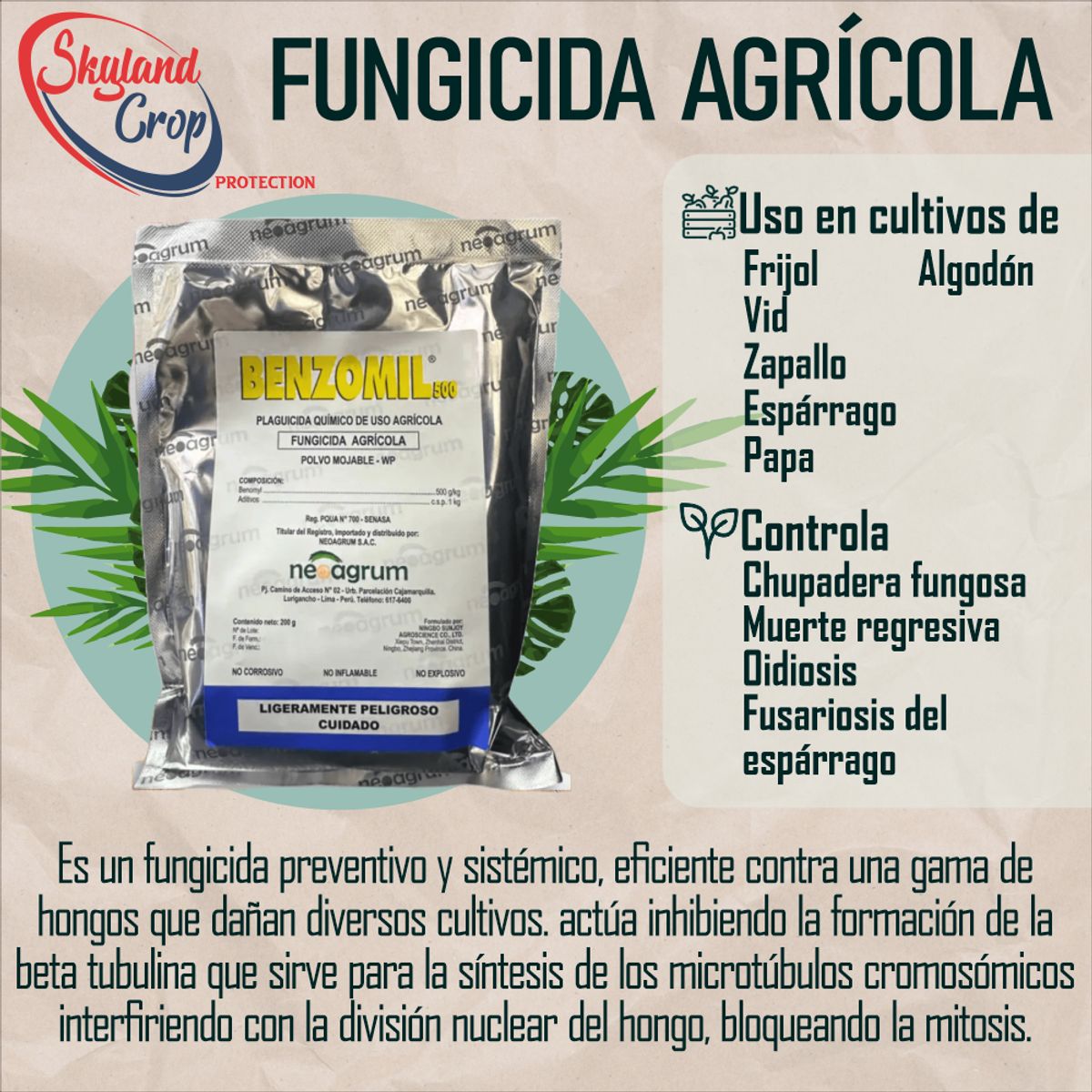 GENERICO - BENZOMIL 500 200gr FUNGICIDA  AGRÍCOLA