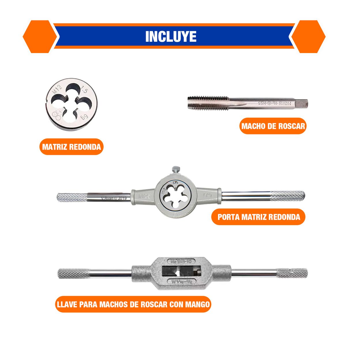 GENERICO - Set De Machos Y Terrajas 20 Piezas M3-m12 Wadfow - Waj1l02