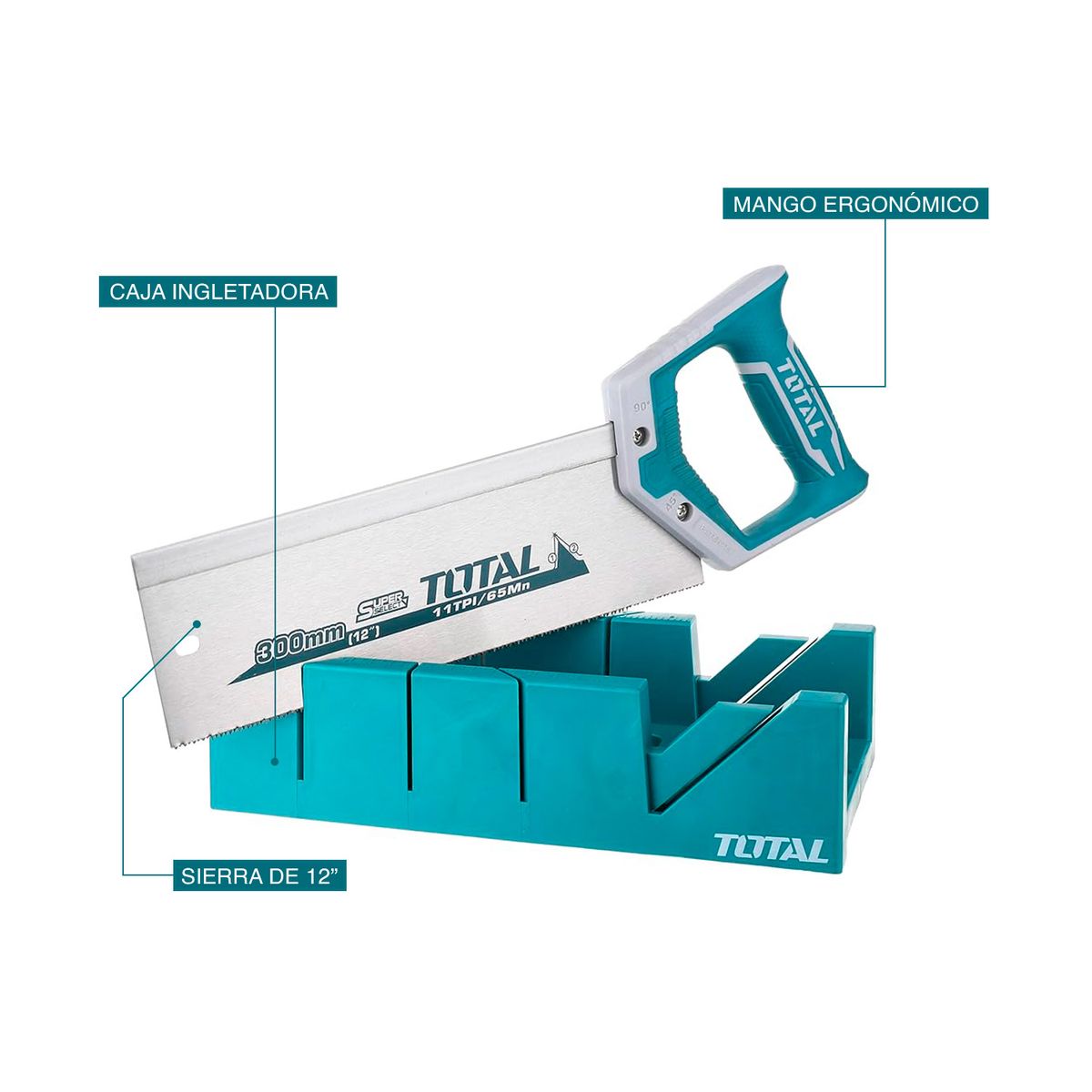 TOTAL TOOLS - Serrucho De Costilla 300mm + Caja De Corte Super 12 Total