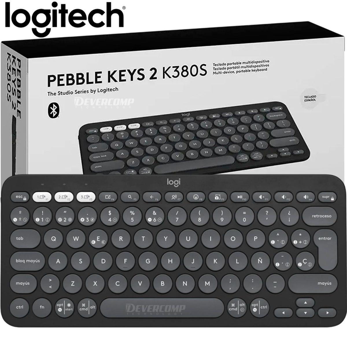 LOGITECH - Teclado Logitech K380S Bluetooth Multidispositivo Silencioso y Compacto