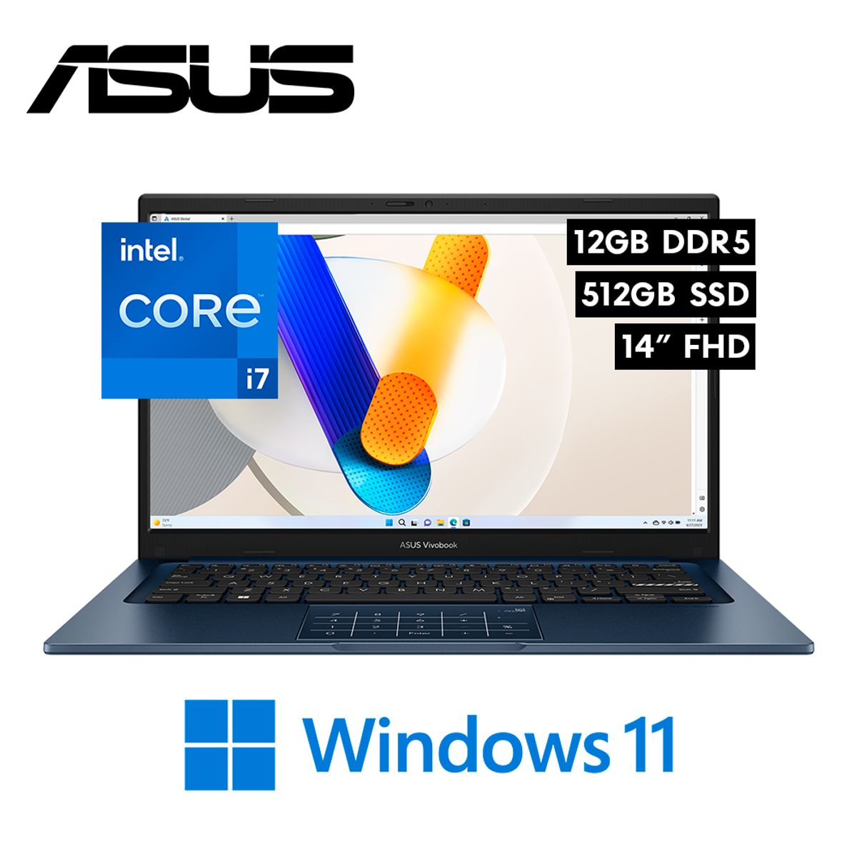 ASUS - Laptop ASUS VivoBook 14 - Intel Core i7 1355U RAM 12GB Disco 512GB SSD 14″ FHD Windows 11