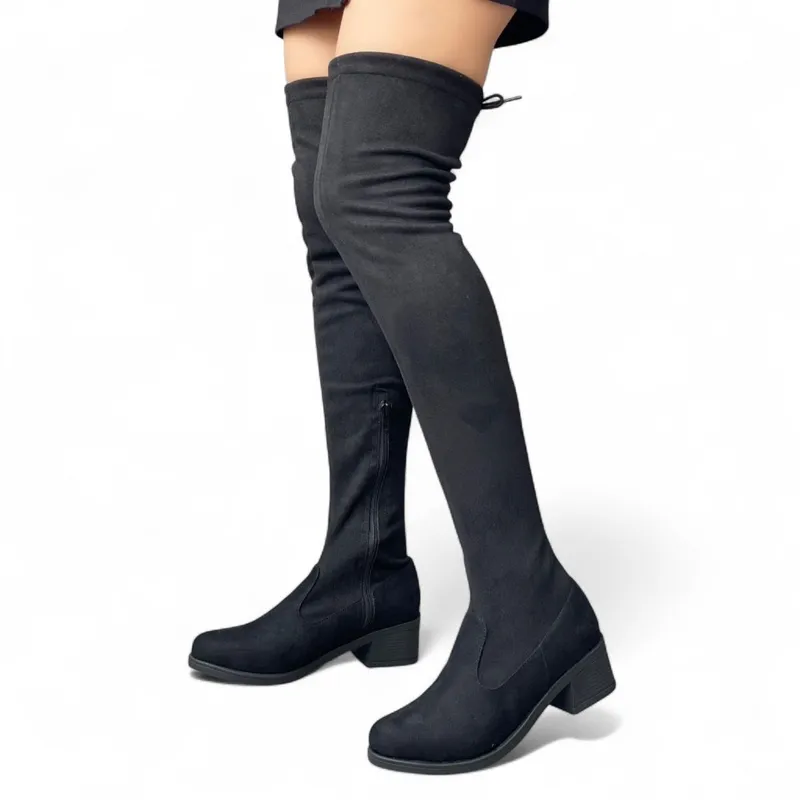 GENERICO - Bota Mujer Tela De Gamuza 1157-65 Color Negro