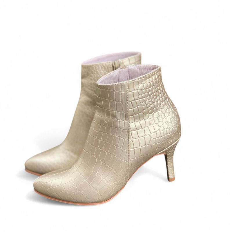 GENERICO - Botin Mujer Biocuero Labrado 2086-65 Taco 7 Color Dorado