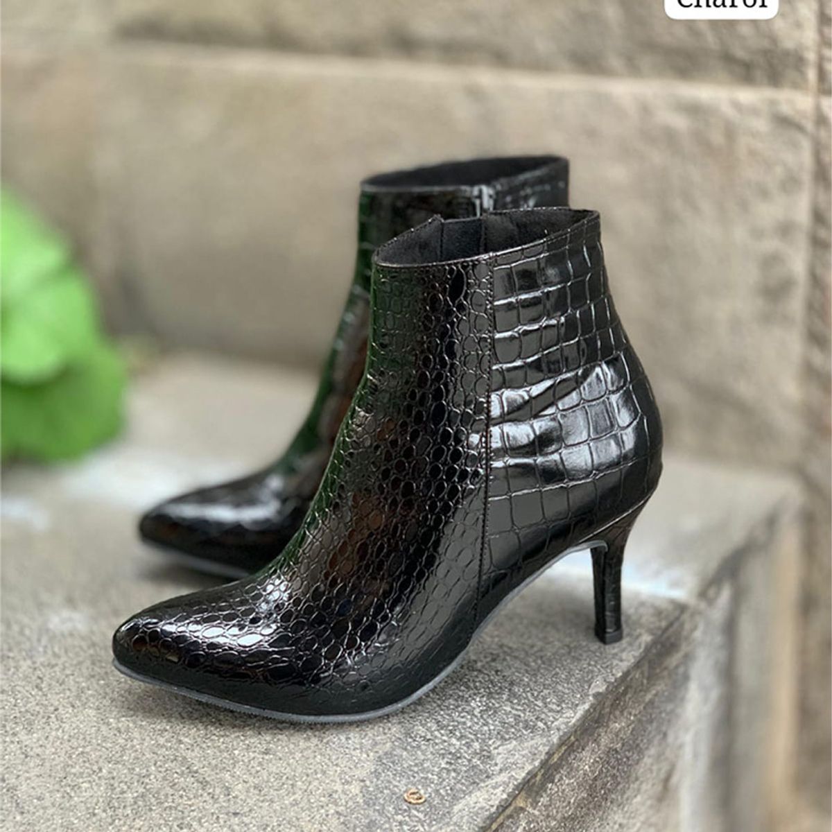 GENERICO - Botin Mujer Biocuero Labrado 2086-65 Taco 7 Color Negro