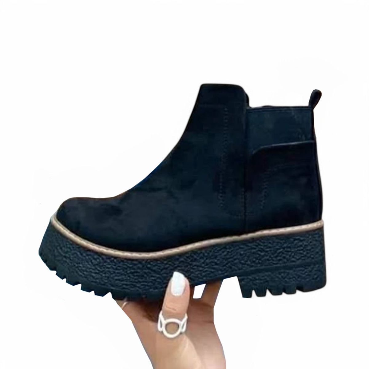 GENERICO - Botin Mujer Casual Gamuza Elastico 2086-60 Color Negro