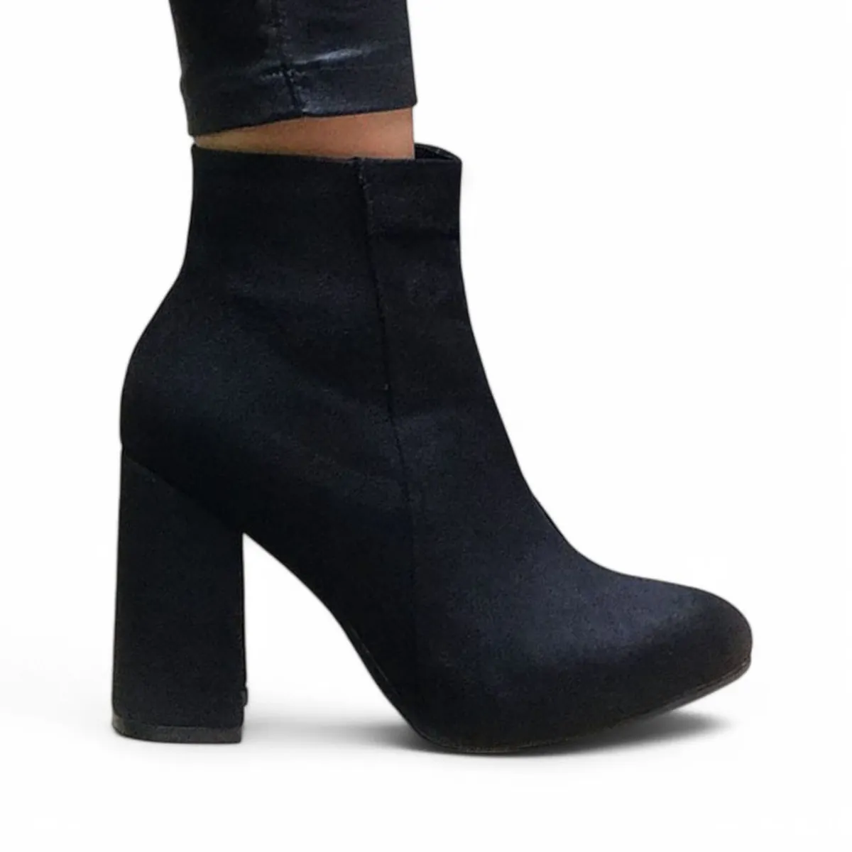 GENERICO - Botin Mujer Clasica Gamuza Taco 9 2086-60 Color Negro