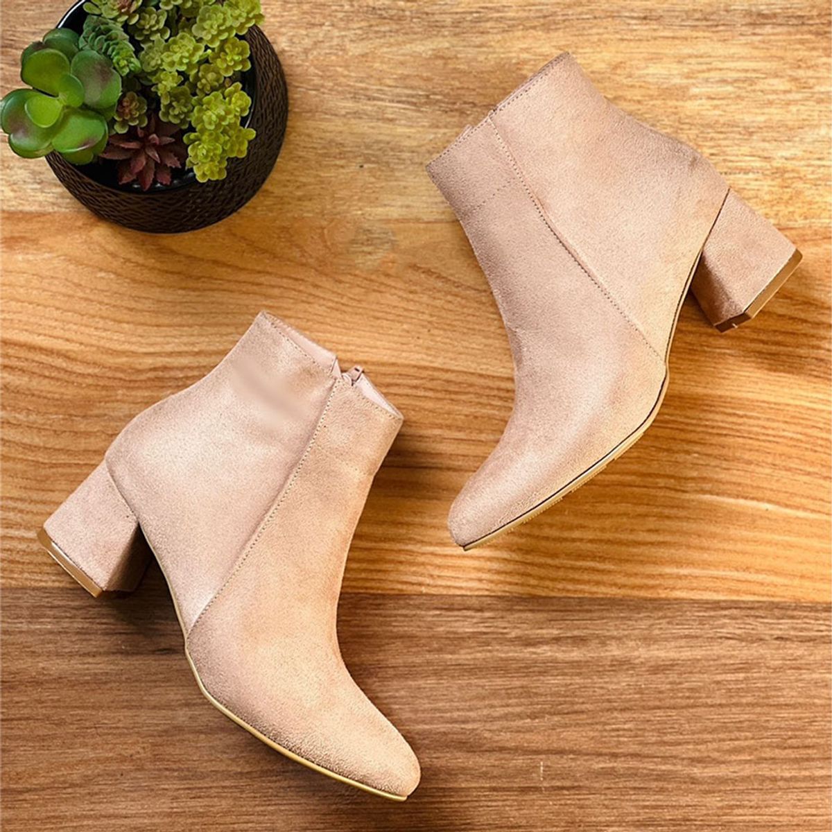 GENERICO - Botin Mujer Clasica Taco 5 2086-60 Color Beige