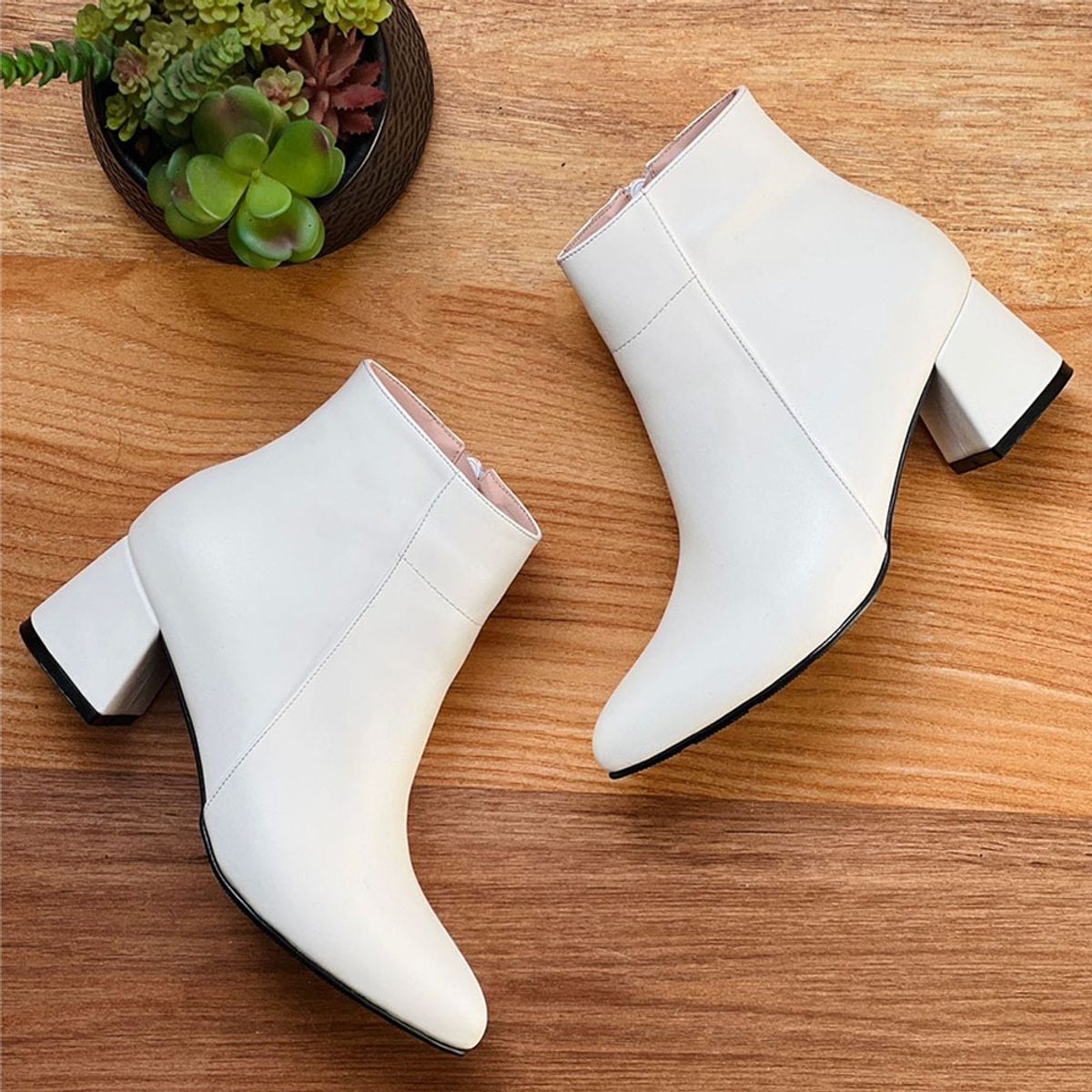 GENERICO - Botin Mujer Clasica Taco 5 2086-60 Color Blanco