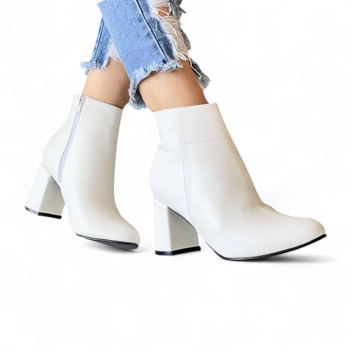 GENERICO - Botin Mujer Clasica Taco 7 2086-60 Color Blanco