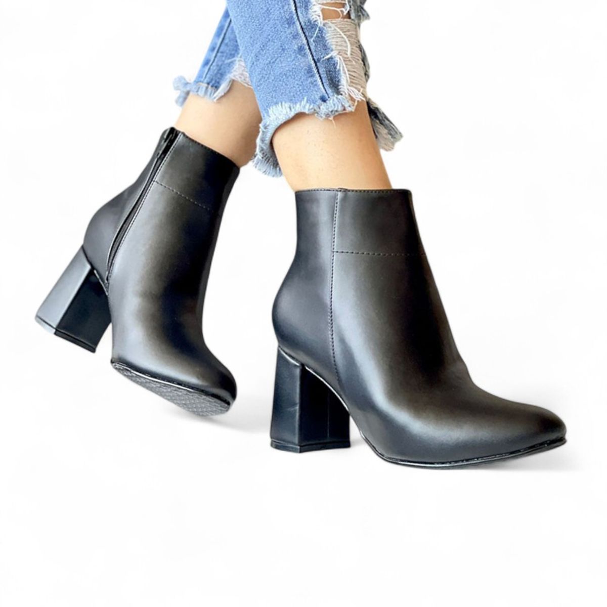 GENERICO - Botin Mujer Clasica Taco 7 2086-60 Color Negro