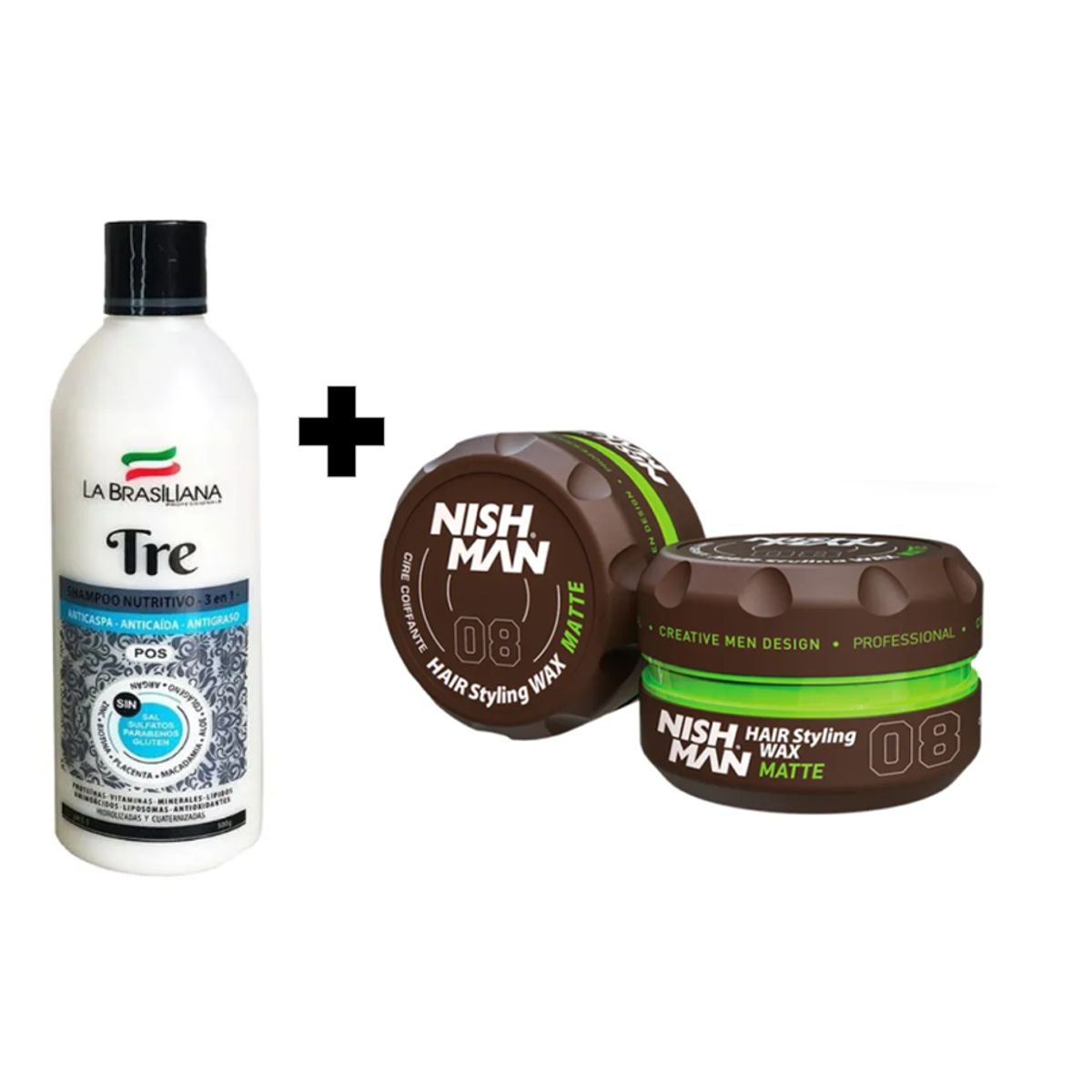 LA BRASILIANA - Shampoo Capilar Tre + Cera Fijadora de Cabello 08 Nishman