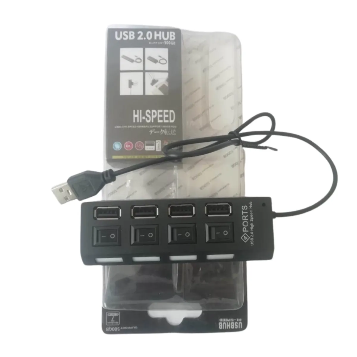 GENERICO - Hub Usb 2.0 4 Puertos Multiplicador Luz Led Interruptores