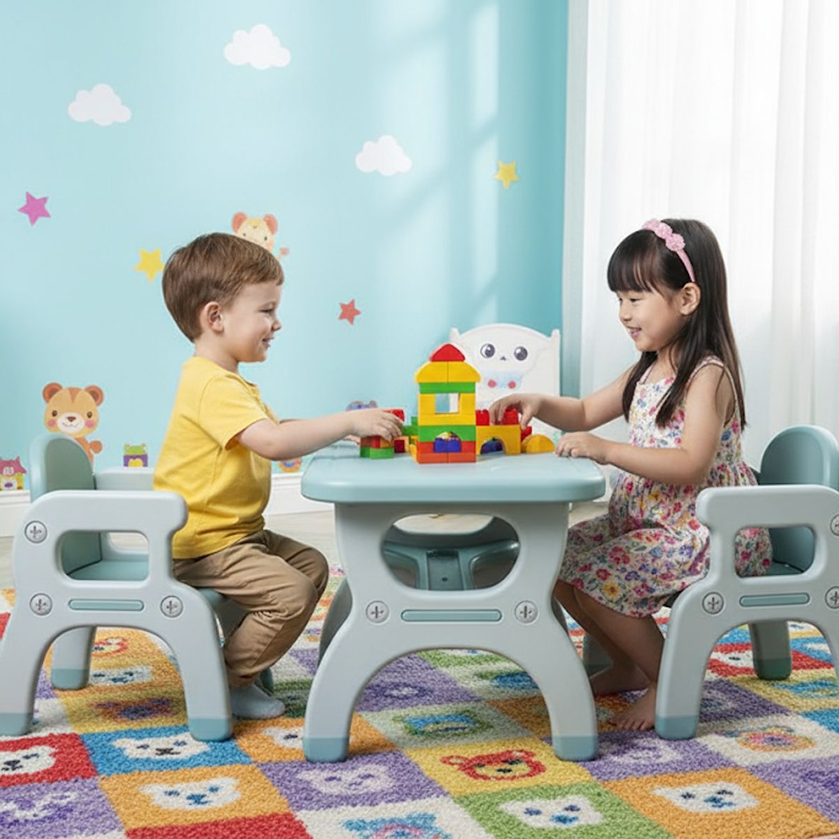 PERU IMPORTACIONES - Juego de mesa y 2 sillas infantil 1 a 6 años