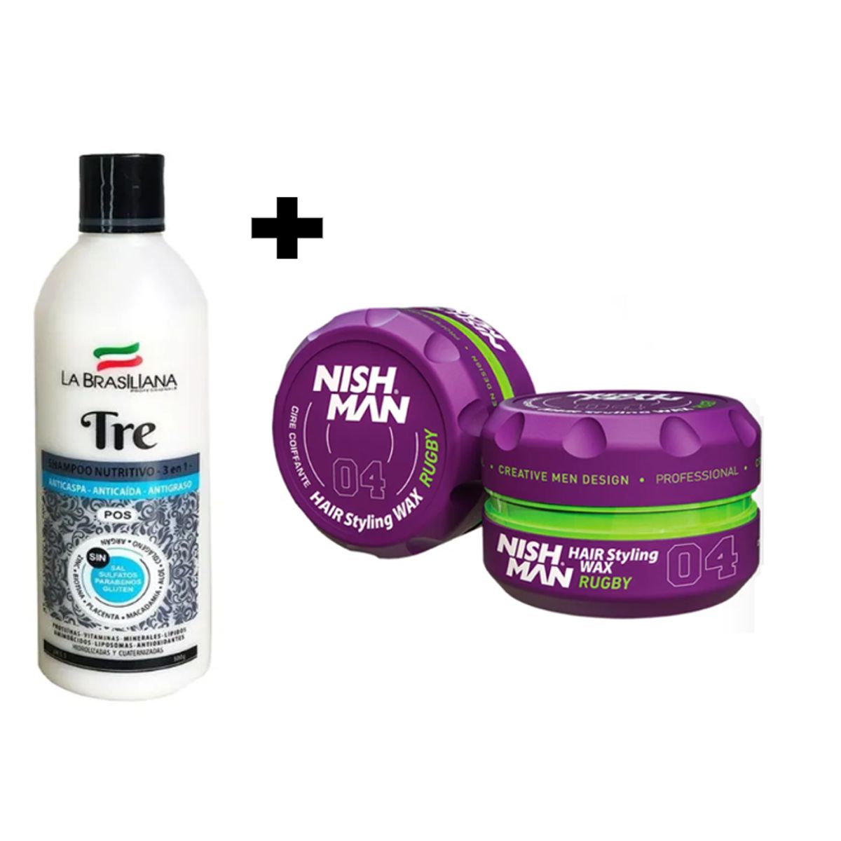 LA BRASILIANA - Shampoo Capilar Tre + Cera Fijadora de Cabello 04 Nishman