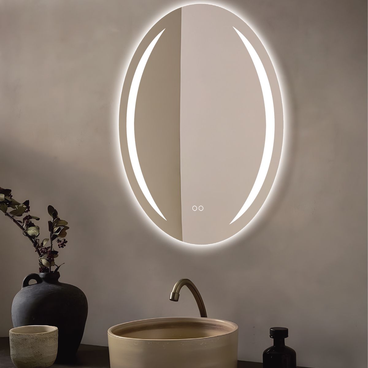 GENERICO - ESPEJO LED OVALADO DOUBLE ARCO 60x80cm