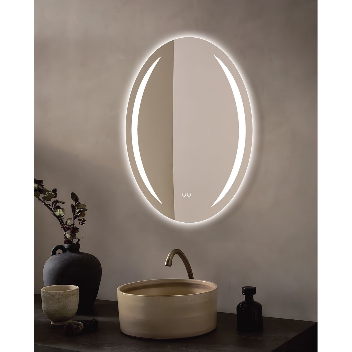 GENERICO - ESPEJO LED OVALADO DOUBLE ARCO 60x80cm