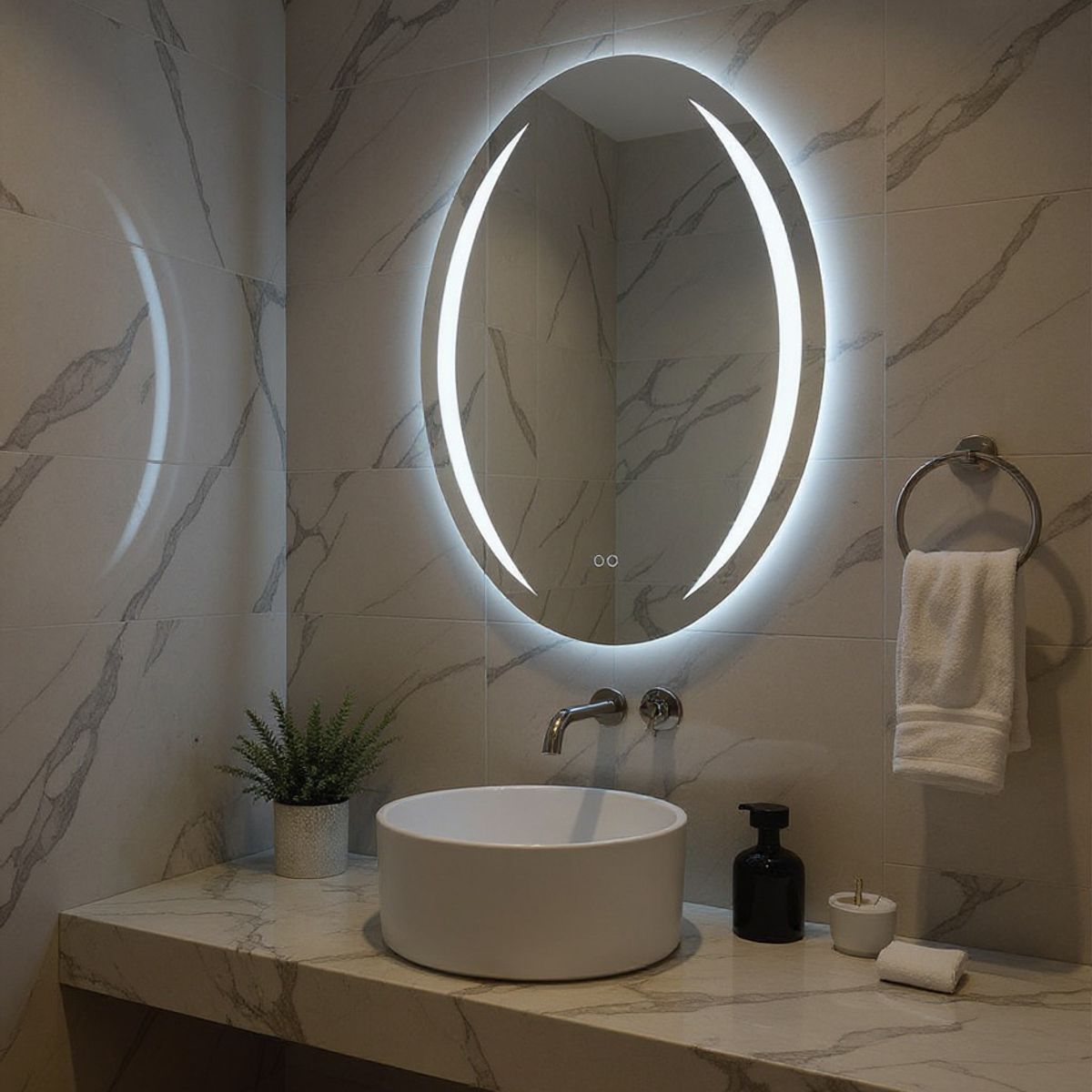 GENERICO - ESPEJO LED OVALADO DOUBLE ARCO 60x80cm