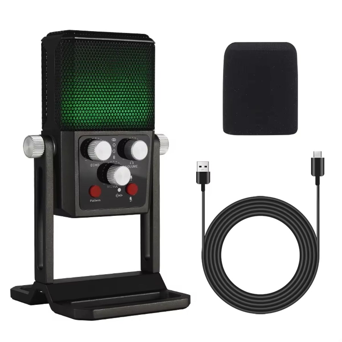 SEISA - Micrófono Condensador RGB Profesional Stream USB PC Notebook Laptop