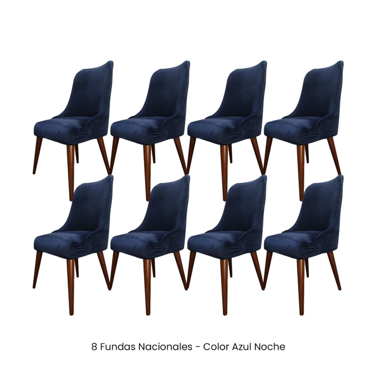 VIURE - 8 Fundas Nacionales de Terciopelo para Silla Brazo - Azul Noche