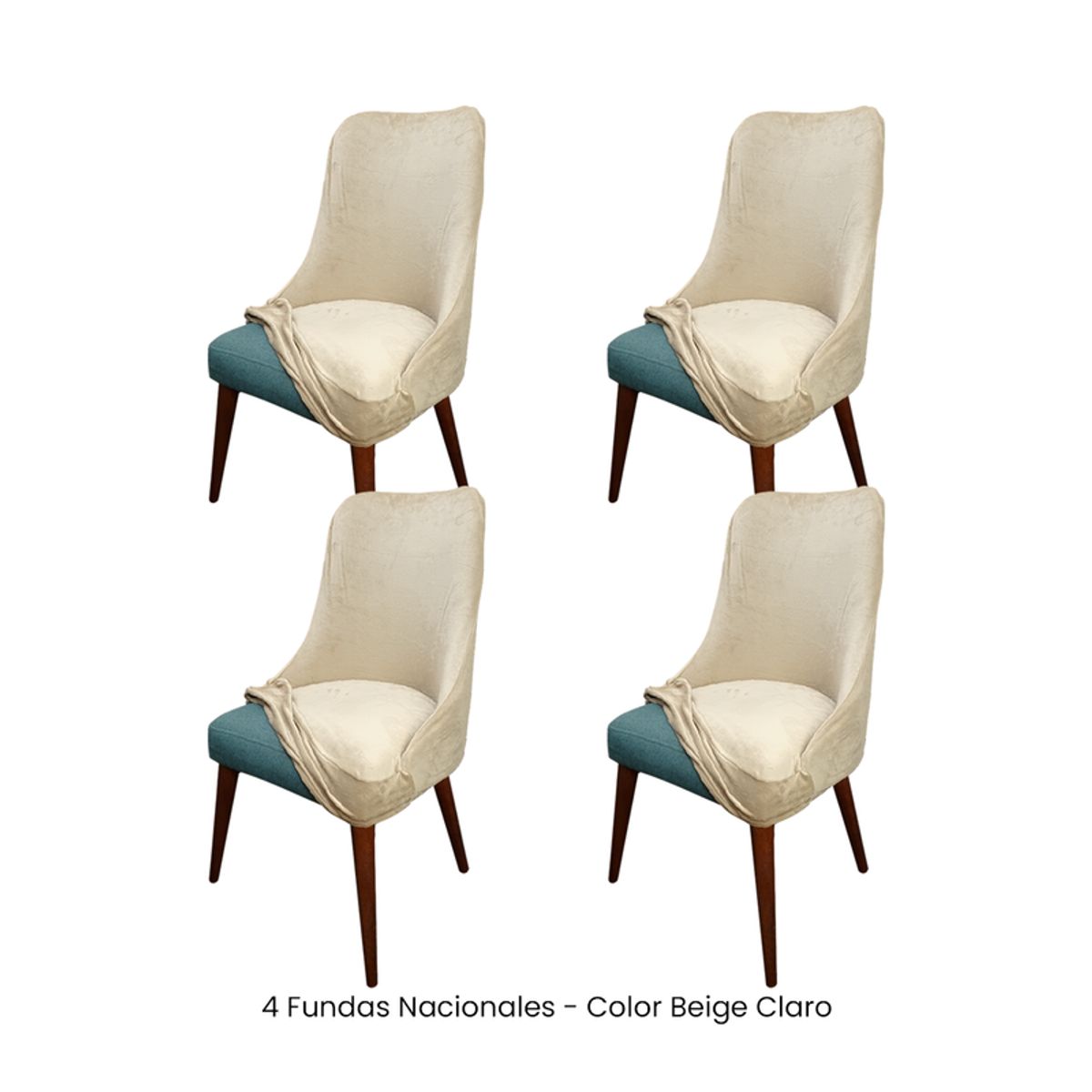 VIURE - 4 Fundas Nacionales de Terciopelo para Silla Brazo - Beige Claro